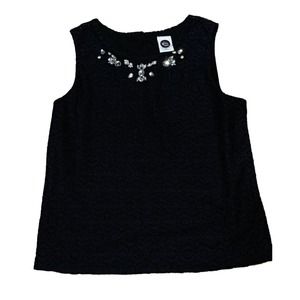 Disney‎ Minnie Rocks the Dots Womens Shirt Size Large Black Lace Jeweled Top